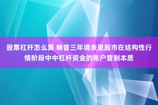 股票杠杆怎么算 畴昔三年境表里股市在结构性行情阶段中中杠杆资金的账户管制本质